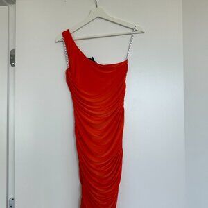 Misguided Petite Slinky Orange Dress